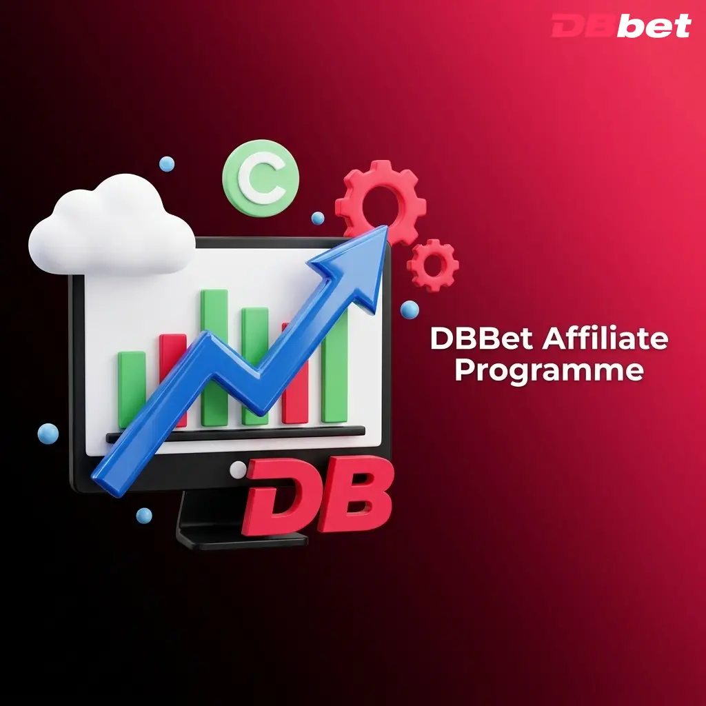 DBBet affiliate programme dashboard showing revenue share tracking, banners, and partner tools for digital marketers