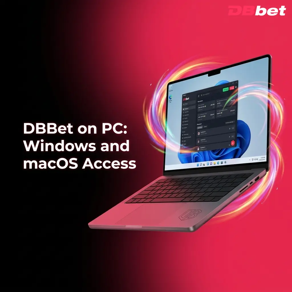 DBBet website accessible on PC via browser for Windows and macOS, allowing betting, casino games, and account management