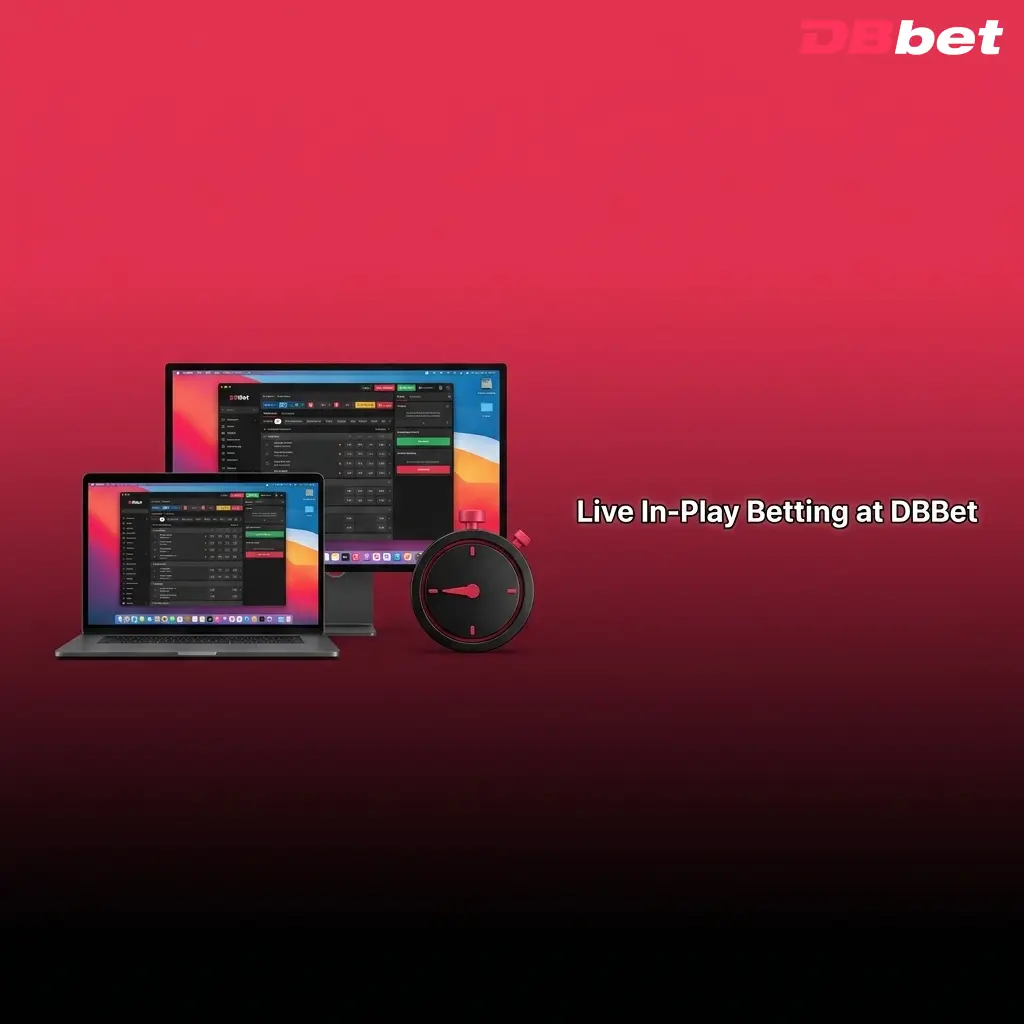 DBBet live in-play betting interface showing cricket, football, and kabaddi odds with live stats and cash-out features